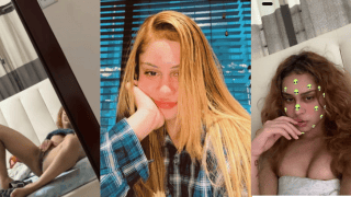 Horny Instagram Creator Rubs Her Hairy Pussy in the Mirror Until Her Fingers Are Dripping
